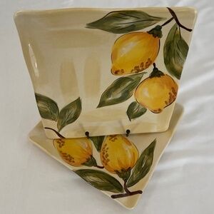 Pier One  Lemon Orchard 8.75  Square salad/desert plates set of 2